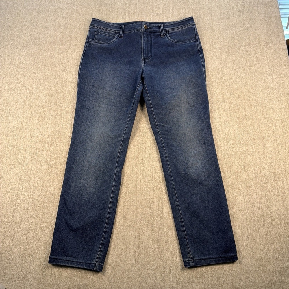 Orvis Jeans Women Size 12 Dark Wash Straight Leg Stretch Casual Hiking Utility